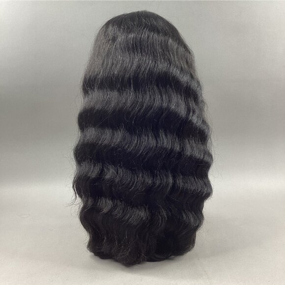 Edin #1B Off Black Body Wave Brazilian Human Hair Blend Lace Front Wig - Picture 4 of 11